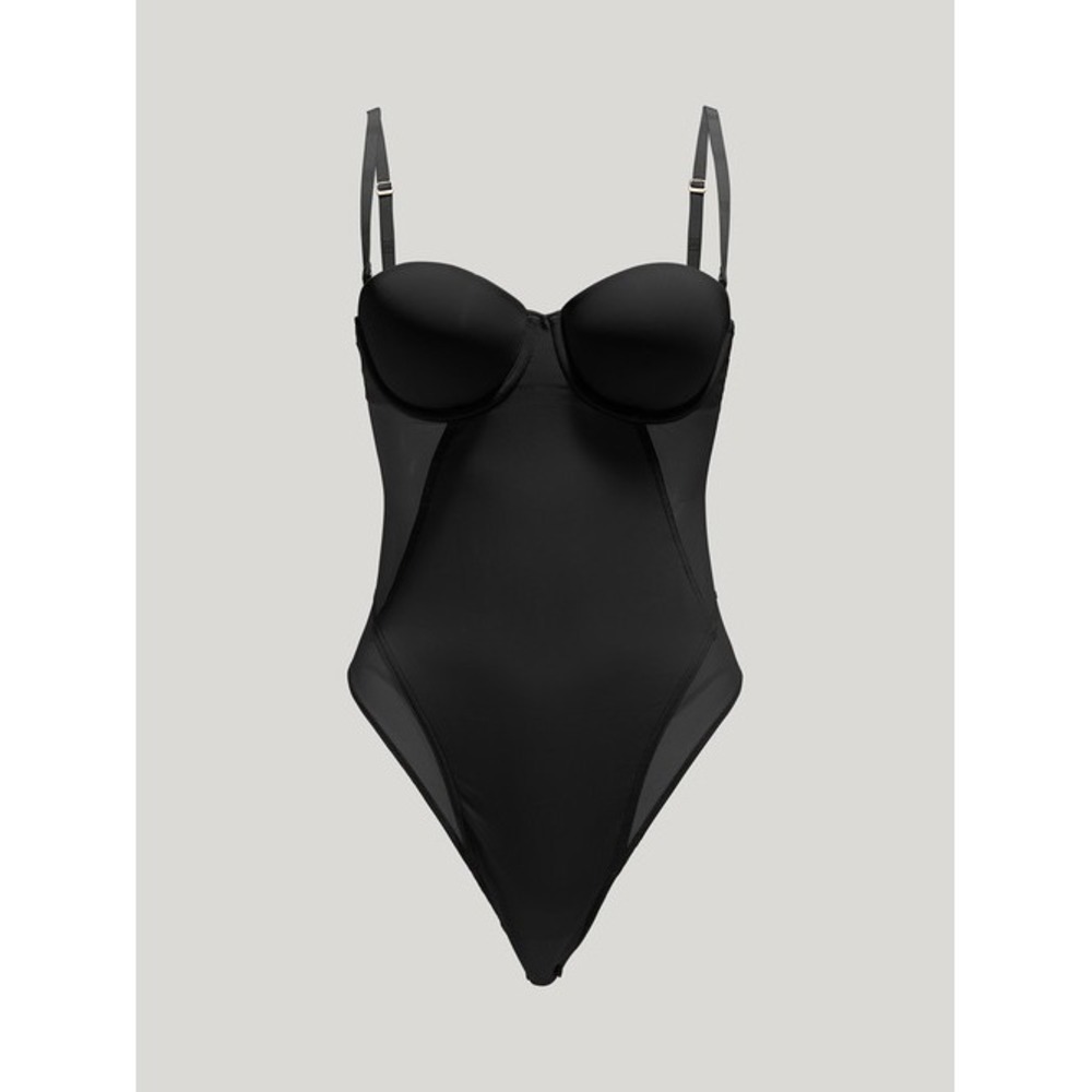 Wolford Black Silk Blend Sheer Bodysuit XS C Cup Underwire Lingerie Teddy
